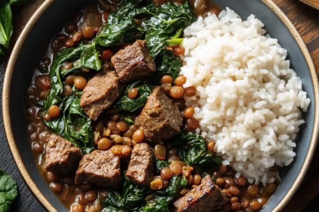 Lamb Lentils Rice Spinach