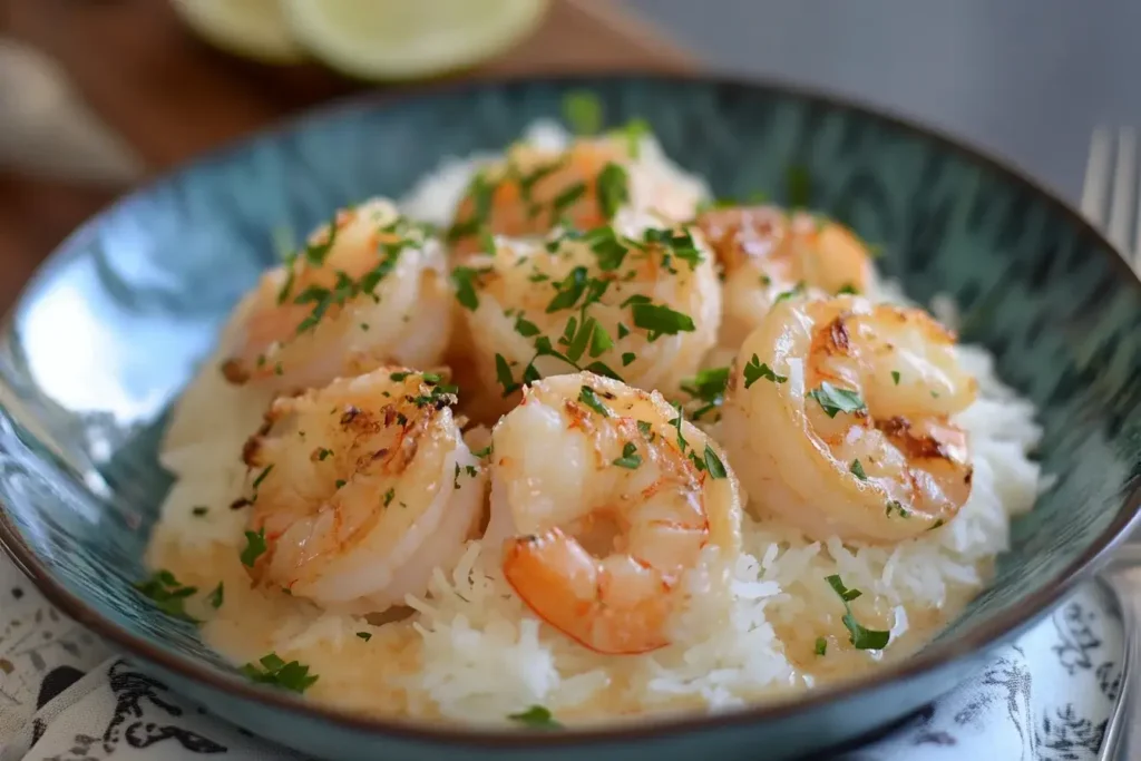 Creamy Coconut Shrimp Served